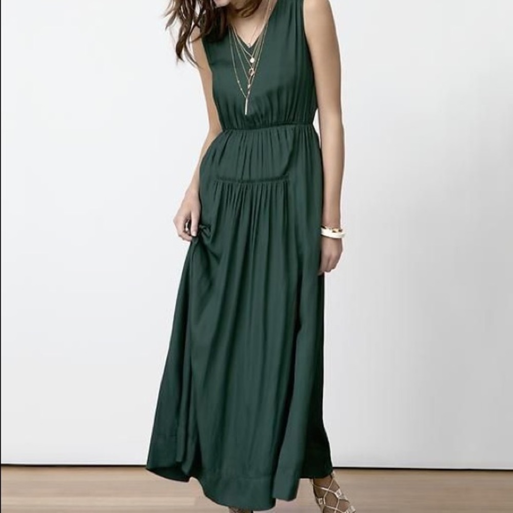 Banana Republic Green Silk Maxi